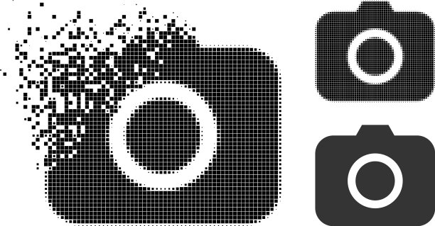 溶解点照相相机符号与半色调图片下载