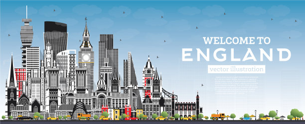 欢迎来到灰色的英格兰城市天际线图片下载