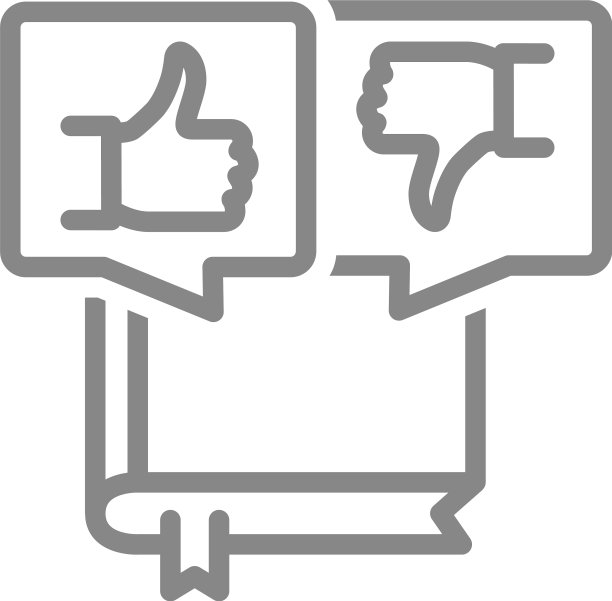带有语音气泡中竖起和放下拇指的书本图片下载