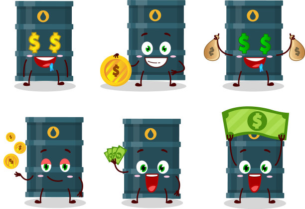 油桶卡通配可爱表情带来钱图片下载