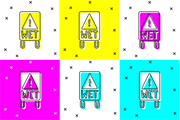 设置湿地板和正在清洁图标图片下载