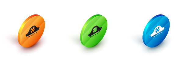 等距海盗帽图标孤立在白色图片下载