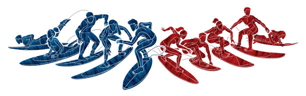 团体冲浪动作冲浪运动图片下载