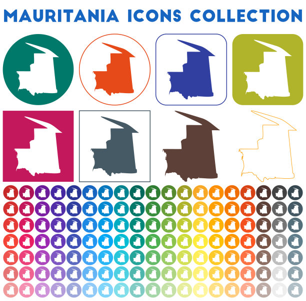 毛里塔尼亚图标集合。图片下载