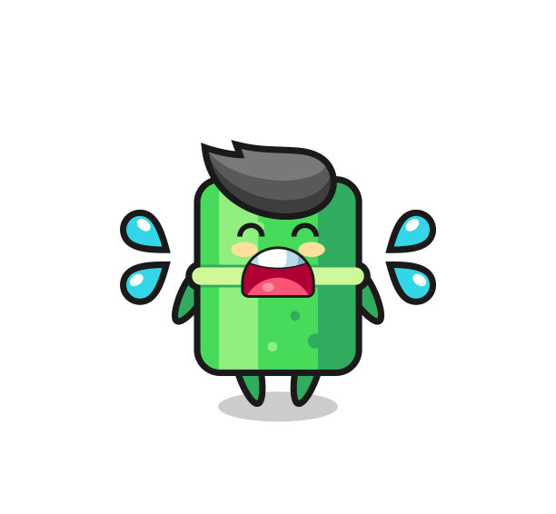 竹子卡通与哭泣的手势图片下载