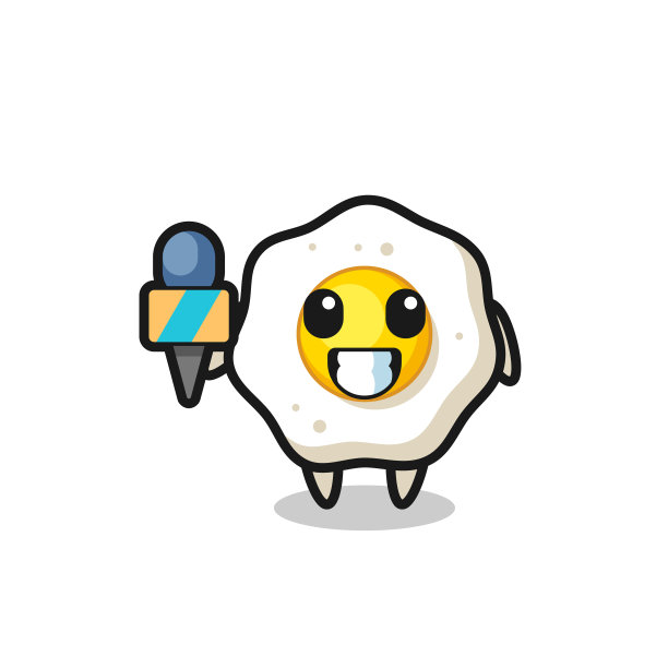 吉祥物人物煎蛋作为新闻记者图片下载