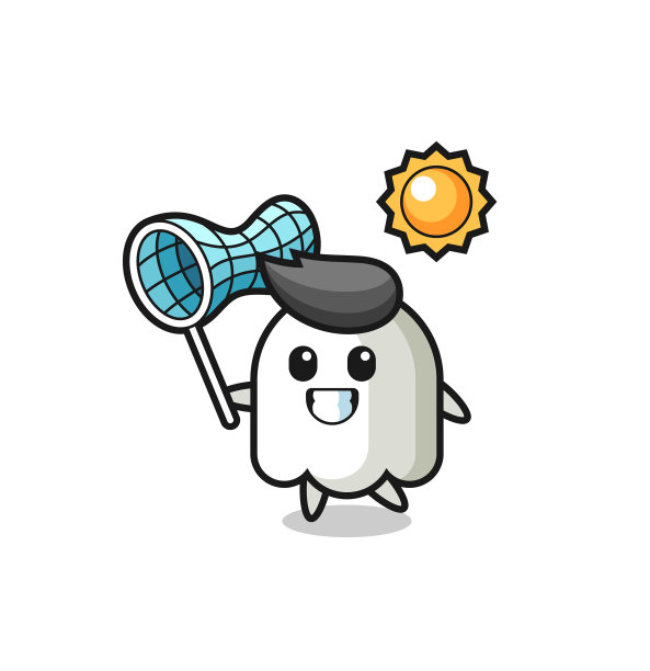 鬼吉祥物正在抓蝴蝶图片下载