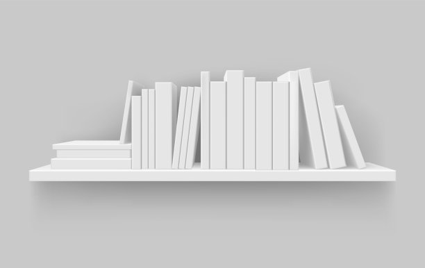 现实的书架与空白的书图片下载