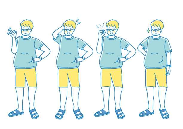 面部表情插图组的肥胖男子图片下载