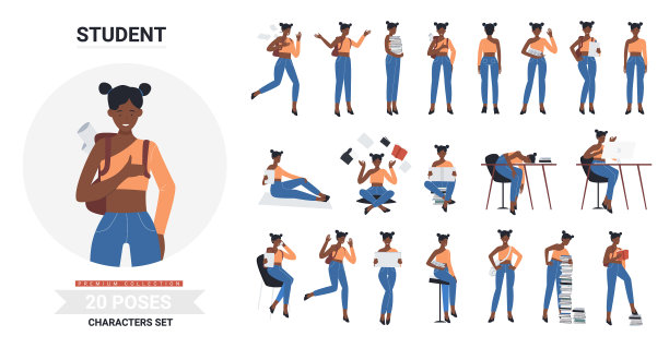 非裔美国黑人女学生摆姿势图片下载