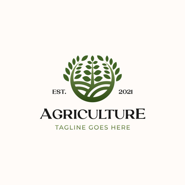 农业农场标志模板隔离在白色图片下载