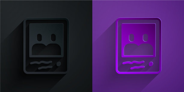 剪纸家庭照片图标孤立在黑色上图片下载