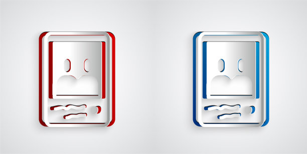 剪纸家庭照片图标孤立在灰色图片下载