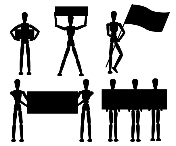 黑色剪影木制人体模型系列图片下载