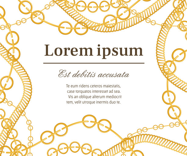 图案用金色的链条放置文字图片下载