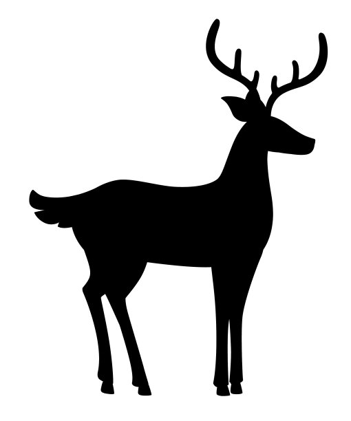 北极带灰色皮毛的黑色剪影驯鹿图片下载