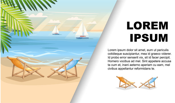 暑假的海滩背景与绿色的棕榈树图片下载