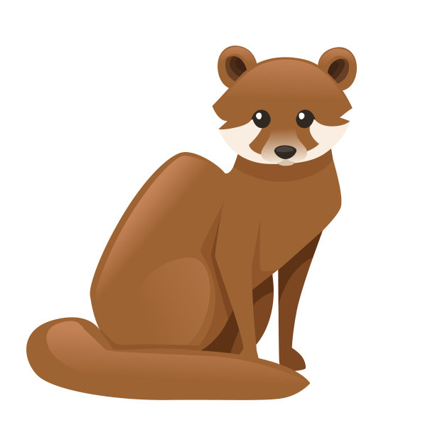 可爱的棕色貂皮卡通动物设计图片下载