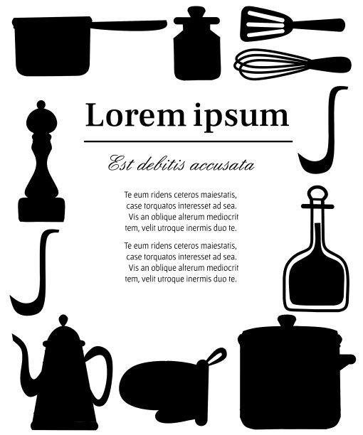 黑色剪影厨具厨房厨具图片下载