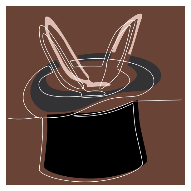 连续线画魔术帽抽象形状图片下载