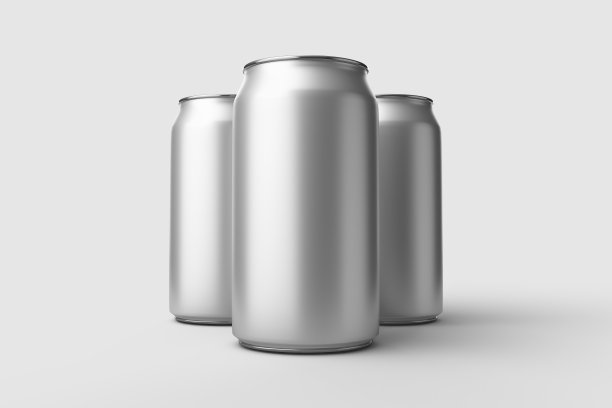 350ml的能量饮料苏打罐模型模板孤立在浅灰色背景。图片下载