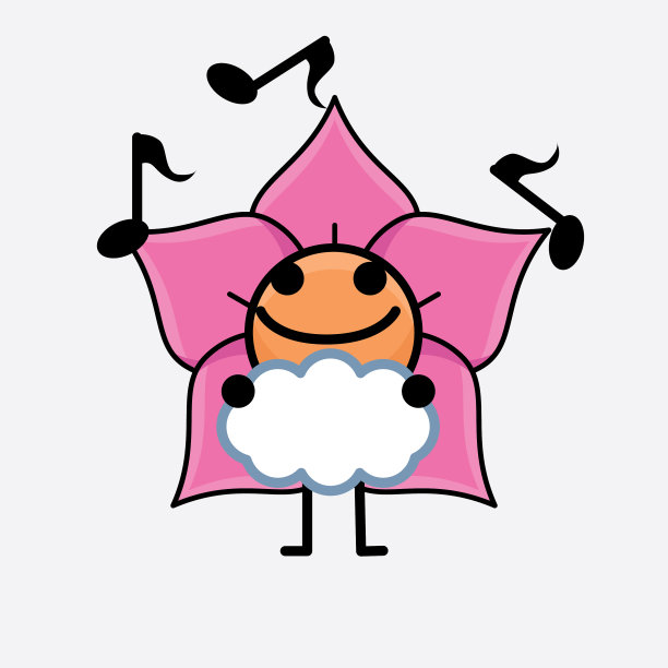 花的性格与可爱的脸简单的手和图片下载