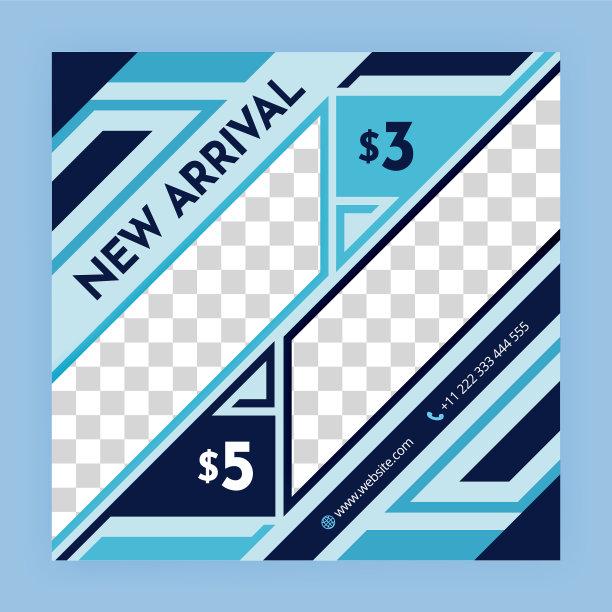 蓝色的社交媒体帖子和网络广告模板图片下载