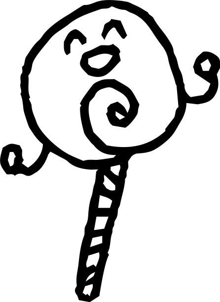 黑白可爱的棒棒糖涂鸦的孩子图片下载