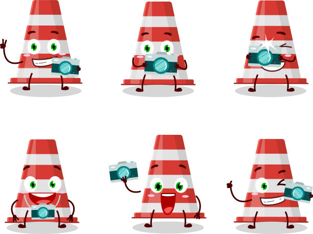 专业摄影师红色交通锥图片下载