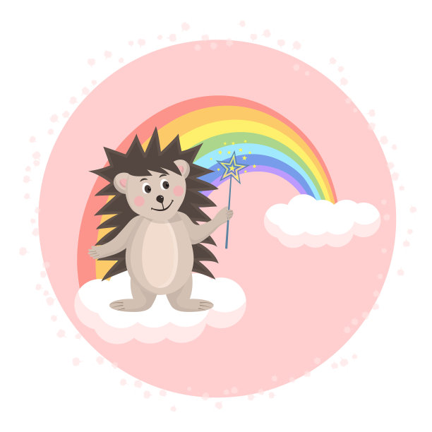 可爱的刺猬拿着魔杖图片下载