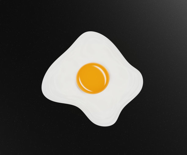 煎蛋孤立在黑色背景上。煎蛋平板图标。插图。图片下载