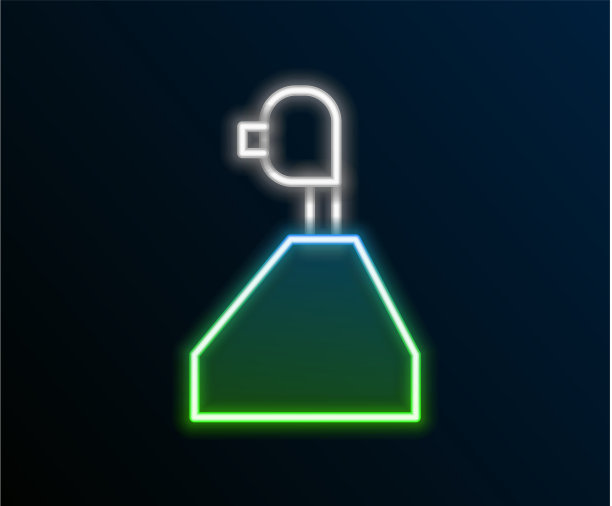 发光的霓虹灯线变速杆图标隔离上图片下载