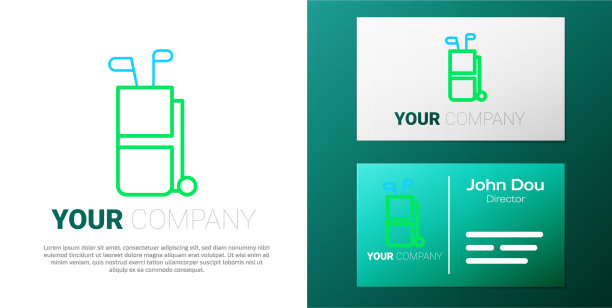 线高尔夫球袋与俱乐部图标孤立在白色图片下载