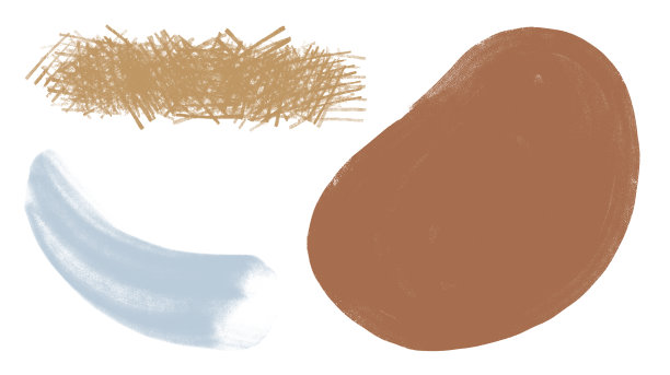 一组纹理点和彩色画笔的笔触。图片下载