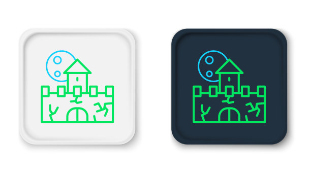 线城堡图标孤立在白色的背景图片下载