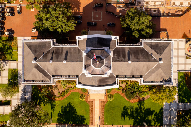 空中俯瞰照片佛罗里达州国会大厦塔拉哈西美国图片下载