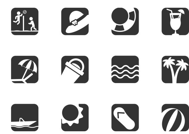 在沙滩上放松图标集图片下载