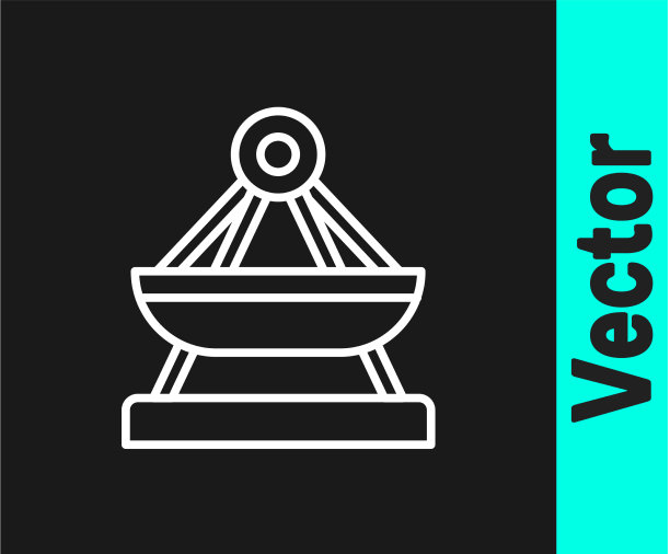 白线船秋千图标孤立在黑色图片下载