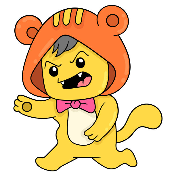 戴着兜帽，表情咄咄逼人的猫，矢量插画艺术。涂鸦图标形象卡哇伊。图片下载