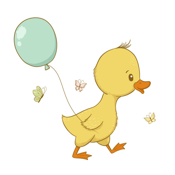 可爱的小鸭子被隔离在白色的背景上图片下载