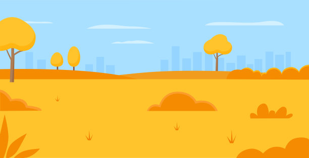 秋天的城市公园，城市的城市景观，与现代摩天大楼的景观图片下载