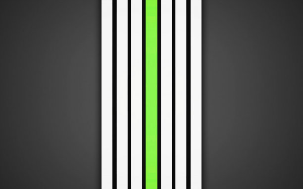 白色和绿色直条纹的灰色背景。3d图案线条现代设计，条纹几何形状透视图片下载