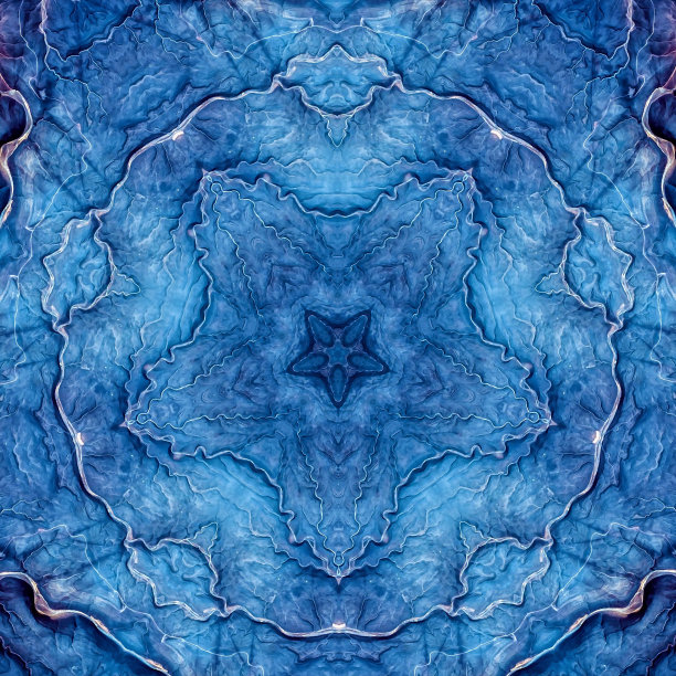 石玛瑙天青石蓝色矿物，海洋水彩大理石，几何切割重复图案。插图以圆形石材纹理图案为背景图片下载