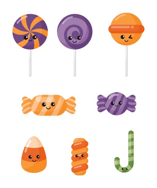 快乐的万圣节糖果集图标孤立在白色背景。矢量插图。图片下载