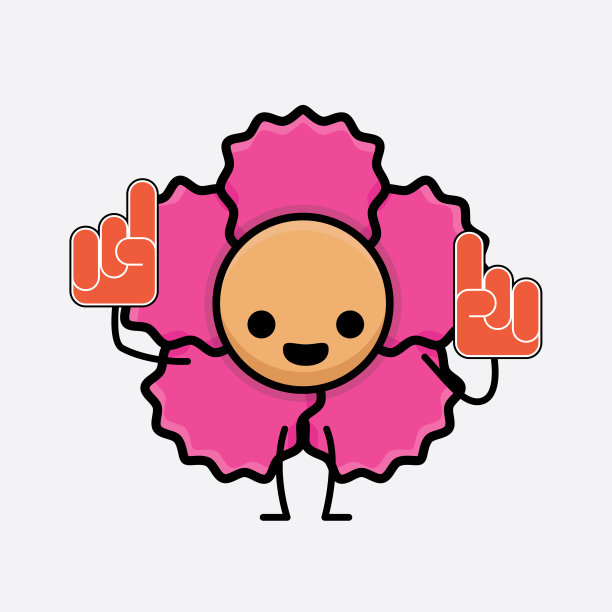 花的性格与可爱的脸简单的手和图片下载