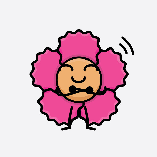 花的性格与可爱的脸简单的手和图片下载