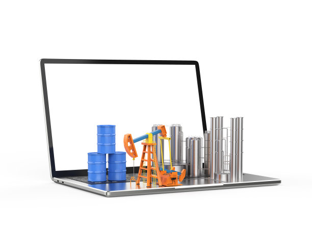 石油工业经营理念与笔记本和炼油厂图片下载