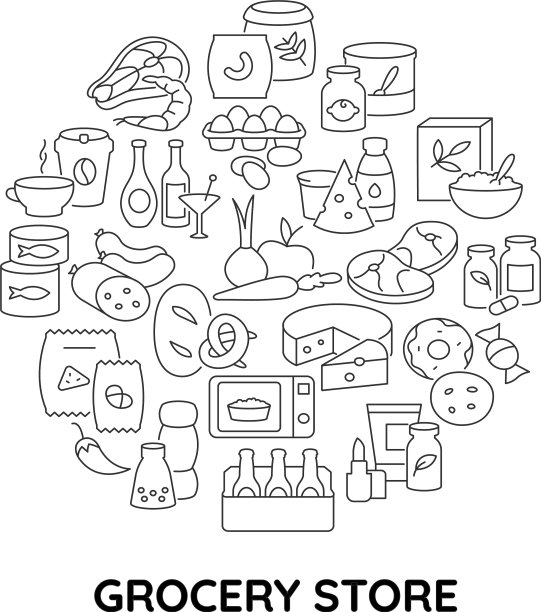 便利店食品抽象线性概念图片下载