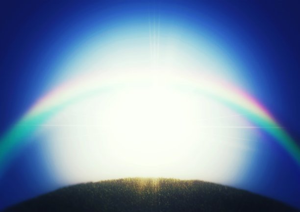 灿烂的阳光和彩虹的插图图片下载