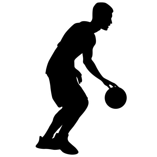 篮球运动员在白色背景上的剪影图片下载